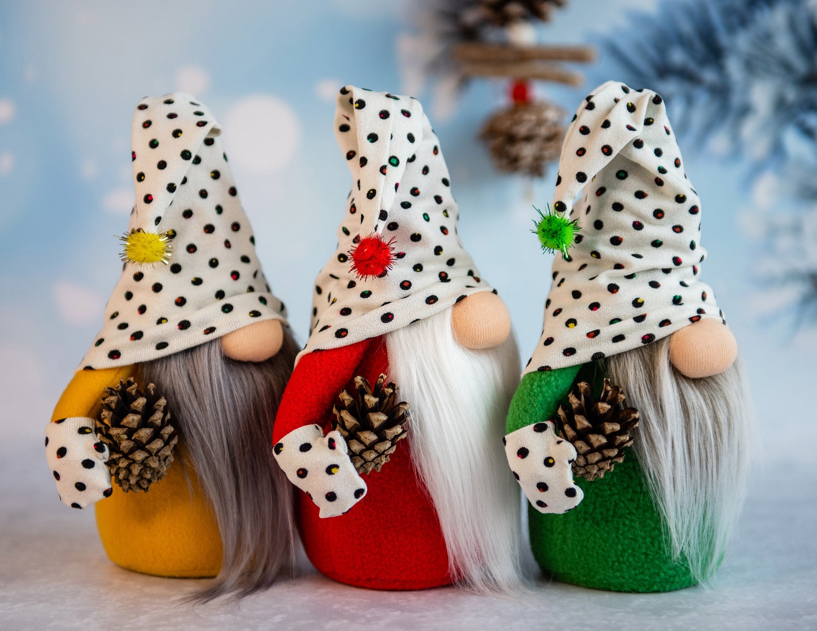 Christmas gnomes with pine cones rustic holiday decor Etsy