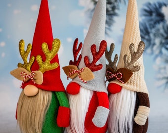 Christmas gnome reindeer, rudolf gnome, joy christmas decor, stuffed gnome plush, christmas gift ideas