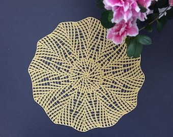 Available; 28cm; Candle doily; Wheat field; nature motif crochet