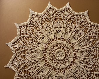 Available; ivory lace doily textured new