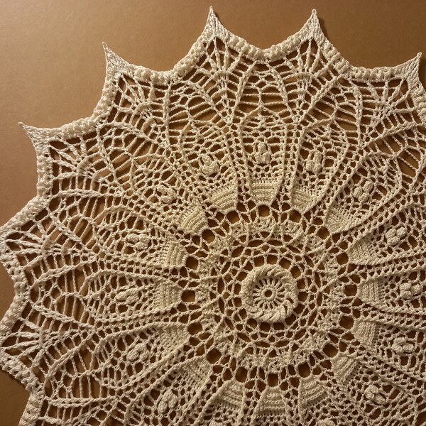 Available; ivory lace doily textured new