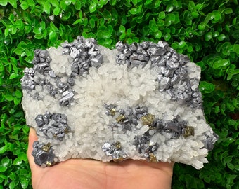 Perfectly Quartz with shiny galena and chalcopyrite  from Bulgaria , collection , crystal , mineral , ore , decor , rare , gift , natural