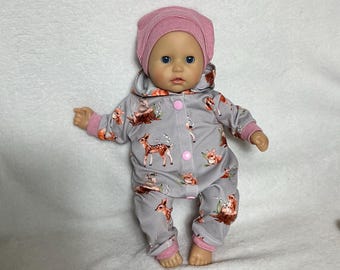 Mono para muñeca 36 cm con motivo de animales del bosque / Ropa para muñeca 36 cm.
