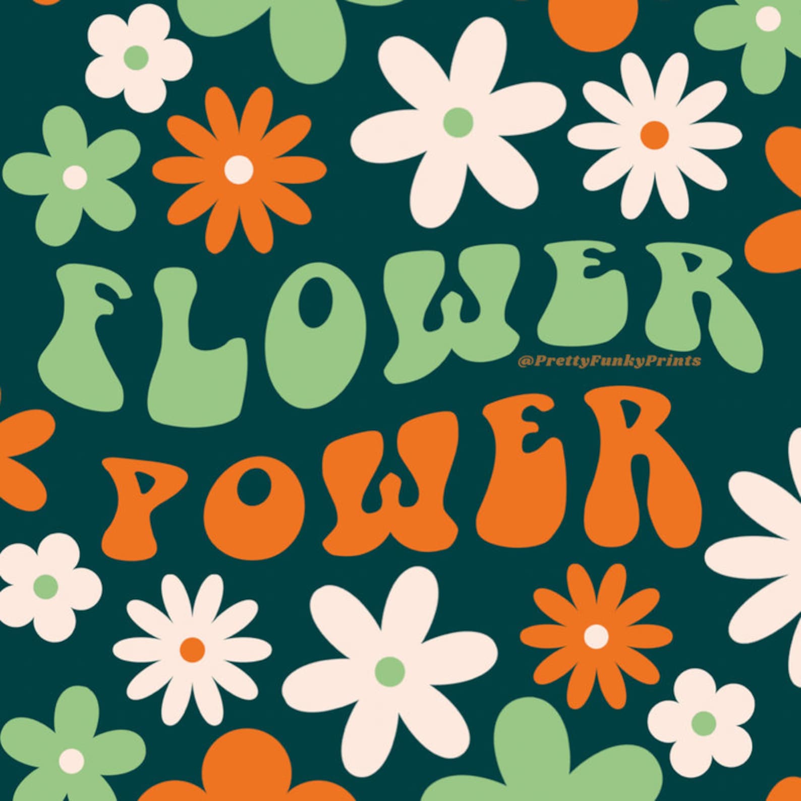 Multiple Colour Flower Power 60s Style Wall Art Prints Retro 70s 80s