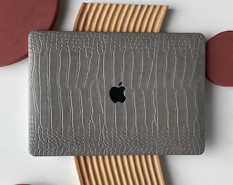 Funda rígida con estampado de cocodrilo gris temperamento para MacBook Air 13 Macbook Pro 13 14 16 15 Air 13 12 pulgadas portátil