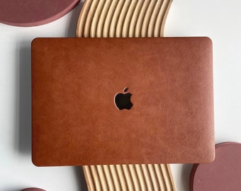 Gentry Orange Brown Vegan leather Hard Case Cover for MacBook Air 13 Macbook Pro 13 14 16 15 Air 13 12 inch Laptop M2-A2681, A2338