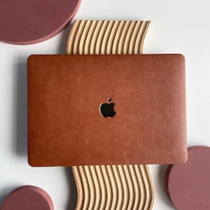 Custodia rigida in pelle vegana Gentry arancione marrone per MacBook Air 13 Macbook Pro 13 14 16 15 Air 13 Laptop da 12 pollici M2-A2681, A2338