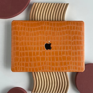 Orange Hard Crocodile Print Case Cover for MacBook Air 13 Macbook Pro 13 14 16 15 Air 13 12 inch Laptop M2 2022
