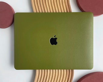 Housse rigide en cuir vert herbe pour MacBook Air 13 Macbook Pro 13 14 16 15 Air 13 ordinateur portable 12 pouces M2-A2681 A2338