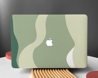Green Stripe Art Shell Hard Case Cover for MacBook Air 13 Macbook Pro 13 16 15 Air 13 12 inch Laptop M2-A2681, A2338