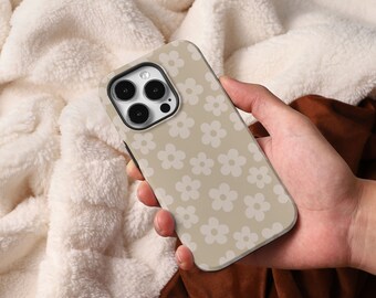 Khaki Abstrakcyjne Kwiaty Spersonalizowane Etui na iPhone'a 15 14 12 13 11 Pro Max, Etui 13 Mini, Etui 14 / 15 Plus iPhone X