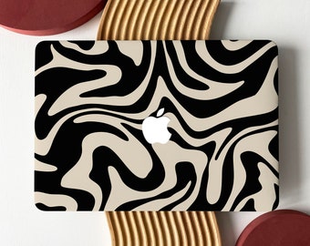 Black Swirl Aesthetic Shell Hard Case Cover für MacBook Air 13 MacBook Pro 13 16 15 Air 13 12 Zoll Laptop, MacBook Pro Hülle