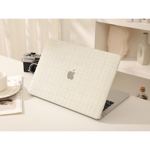 Pearly White Softly Woven Colors Hard Case Cover for MacBook M2/M3 Air 13&quot; Macbook Pro 13 14 16 15 Air 12 inch 2023 Unique Laptop Case