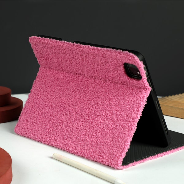 Pink Plush iPad Book Cover iPad personalizado 9.7 10.2 Pro 11 10.5 12.9 pulgadas Air 4 5 Mini 5 6 iPad Case Stand iPad Pro 2021