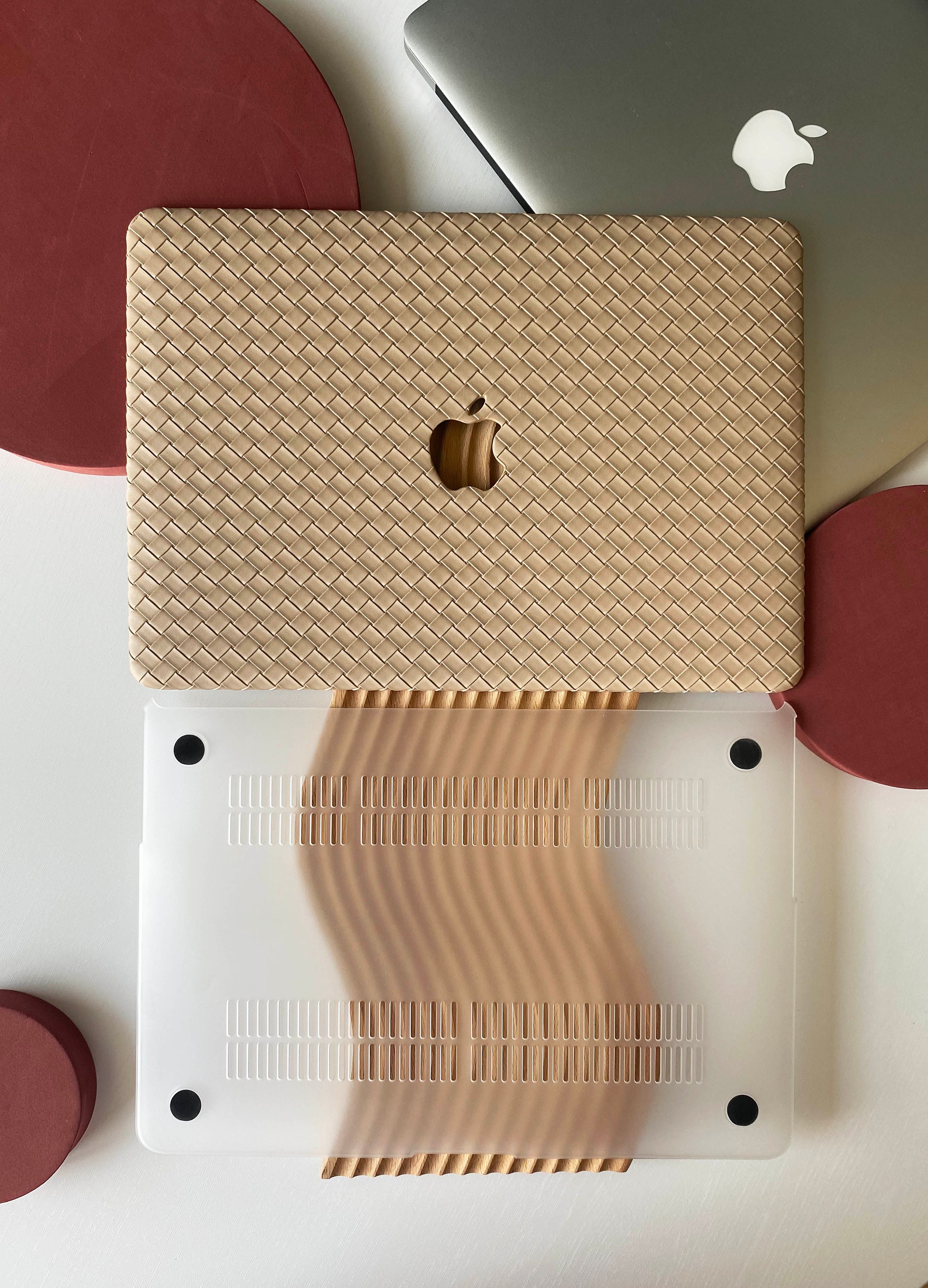 Woven Leather Milky Beige Hard Case Cover for MacBook Air 13 