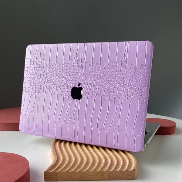 Charmante coque rigide violette à imprimé crocodile pour MacBook Air 13, Macbook Pro 13 14 16 15 Air 13, ordinateur portable 12 pouces