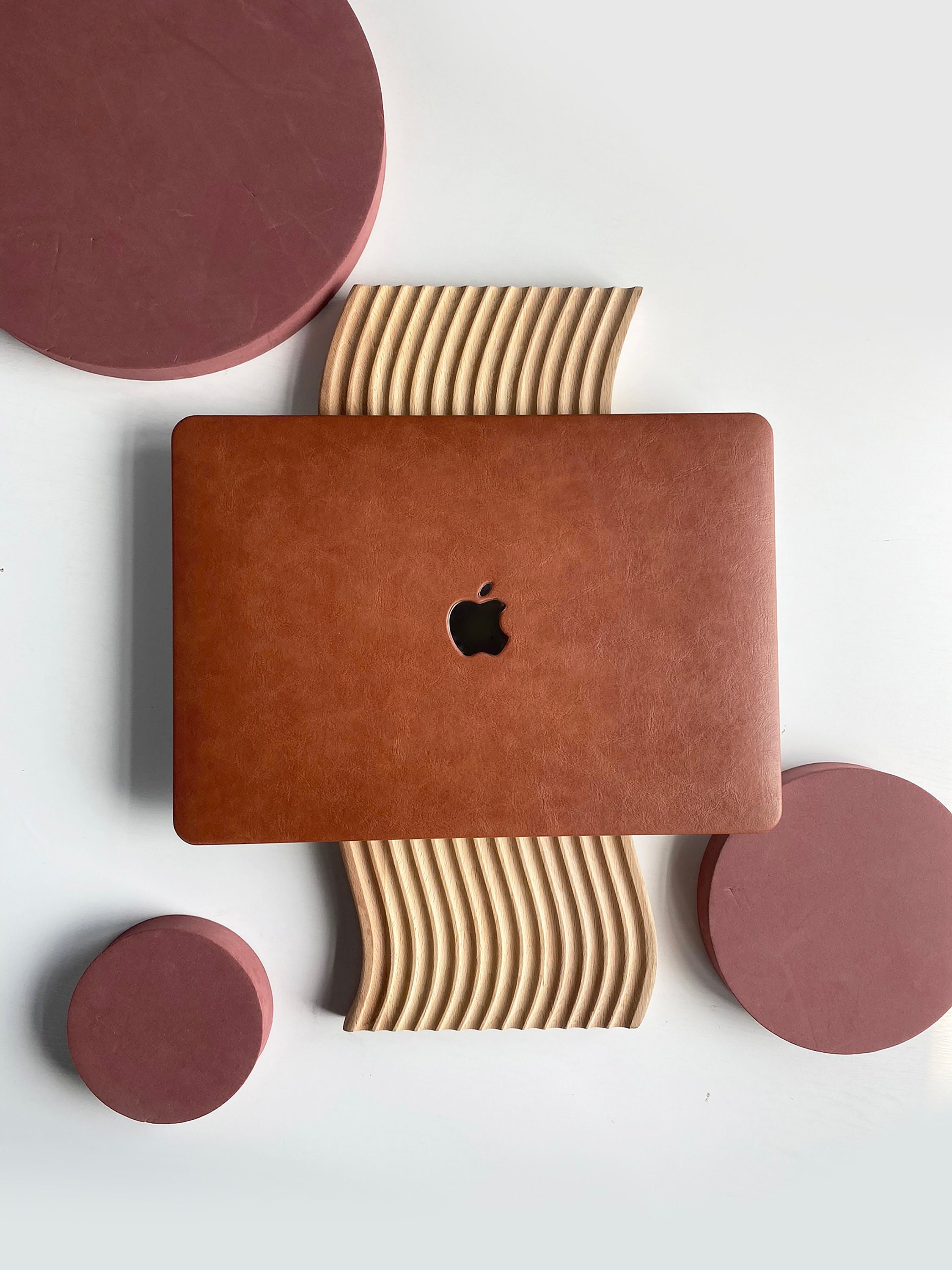 Gentry Orange Brown Vegan leather Hard Case Cover for MacBook Air 13 Macbook Pro 13 14 16 15 Air 13 12 inch Laptop M2-A2681, A2338