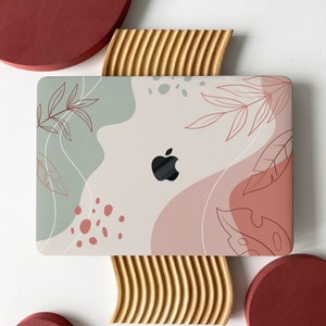 Hand-Painted Red Leaf Line Shell Hard Case Cover for MacBook Air 13 Macbook Pro 13 16 15 Air 13 12 inch Laptop M2-A2681, A2338