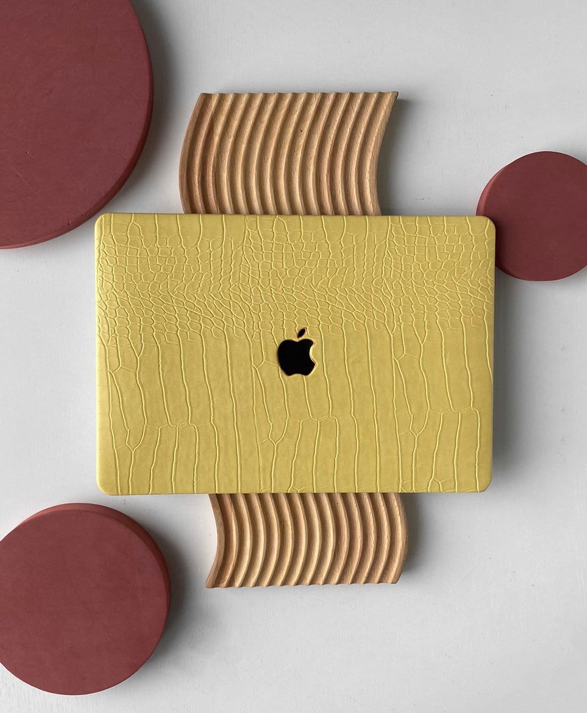 Mustard Yellow Crocodile Print Hard Case Cover for MacBook Air 13