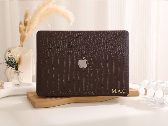 Dark Roast Crocodile Print Hard Case Cover for MacBook M2/M3 Air
