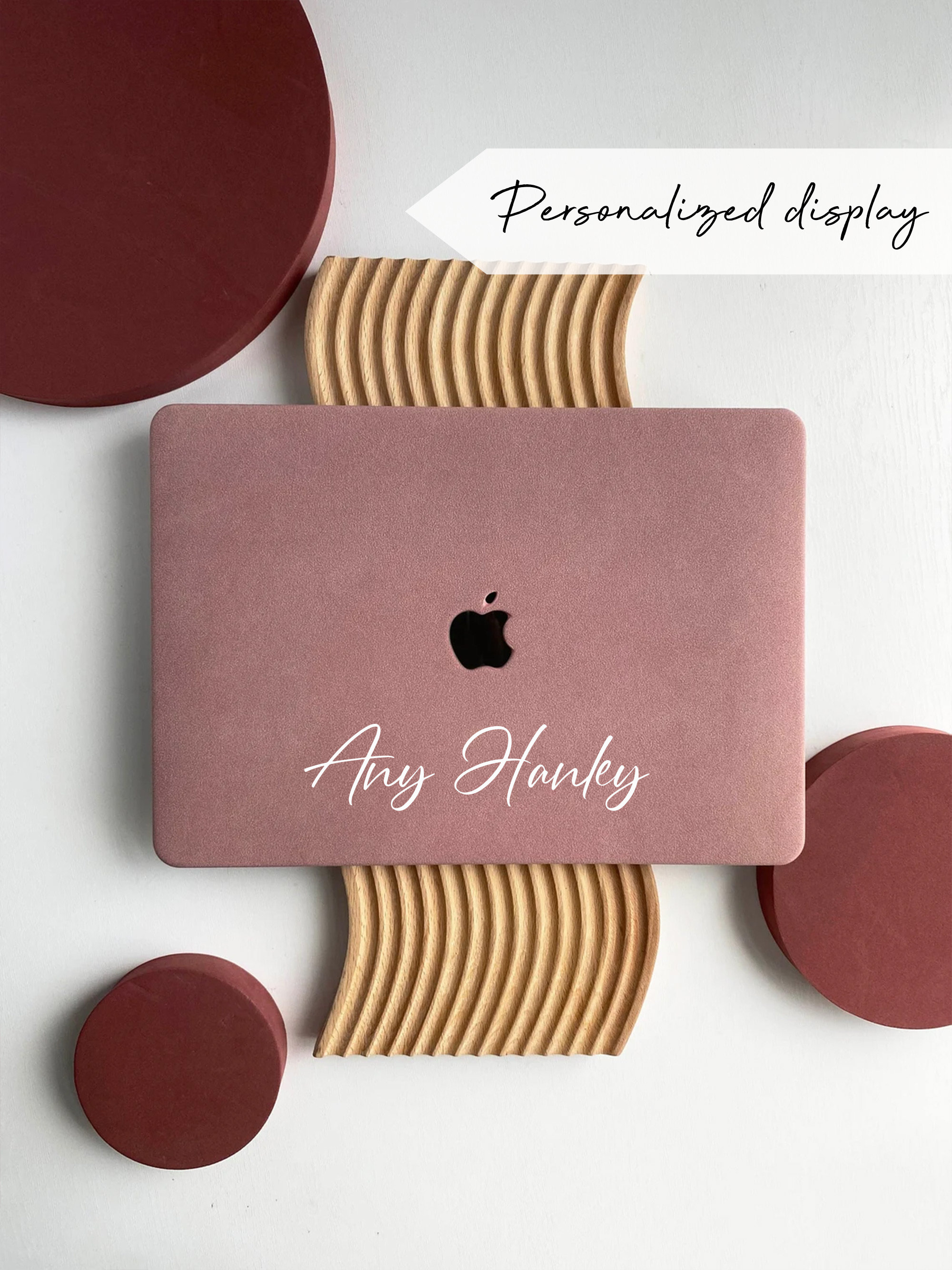 Frosted Leather Pink Hard Case Cover for MacBook Air 13 M1 M2 13.6