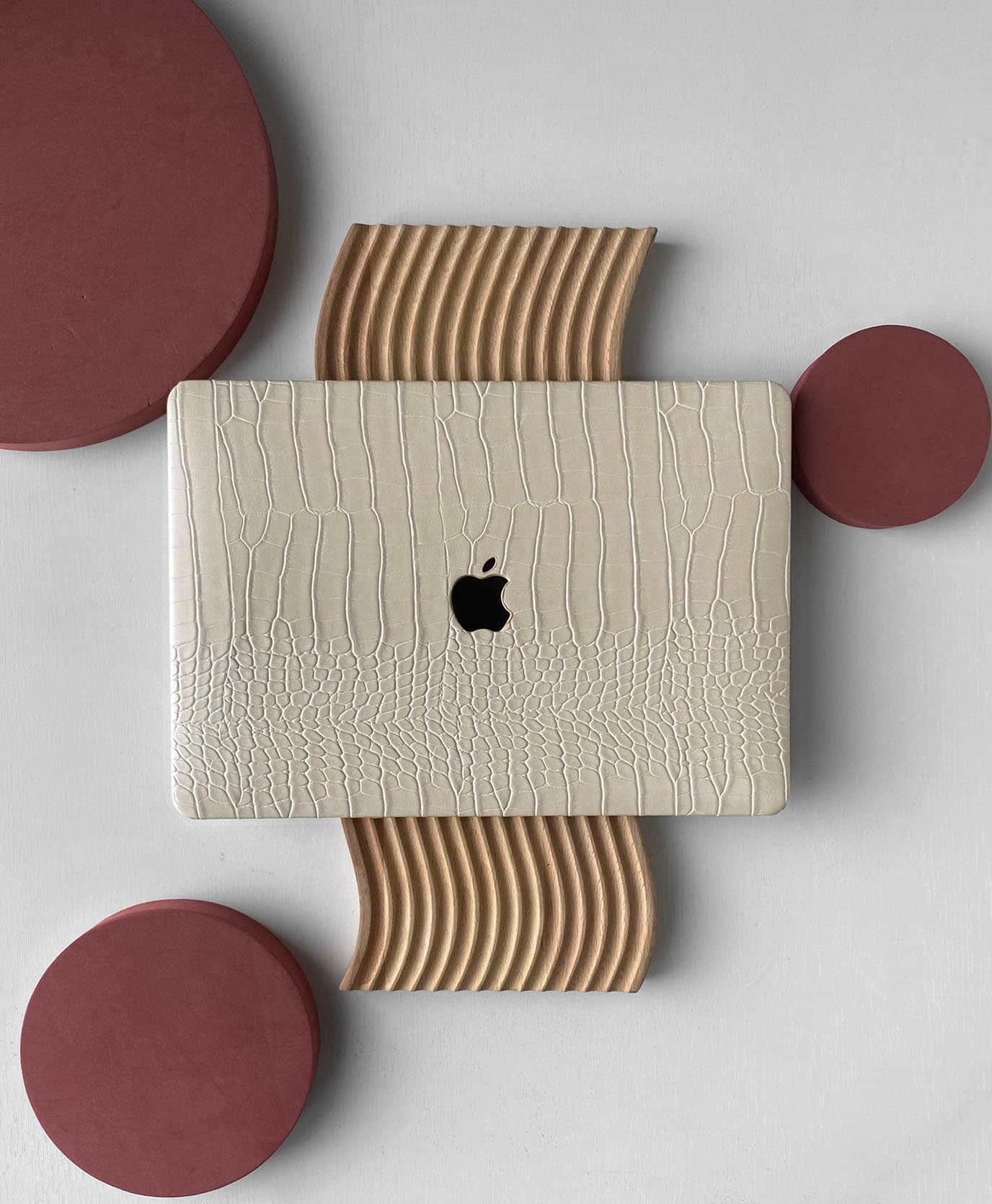 Gentle Beige Crocodile Print Hard Case Cover for MacBook Air 13 Macbook Pro 13 14 16 15 Air 13 12 inch Laptop M2-A2681 A2337