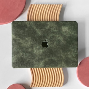 Misty Green Leather Unique Hard Case Cover for MacBook Pro 13 Case MacBook Air 13 Case Macbook Pro 13 14 16 15 Air 13 12 inch Laptop