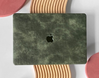 Misty Green Leather Unique Hard Case Cover for MacBook Pro 13 Case MacBook Air 13 Case Macbook Pro 13 14 16 15 Air 13 12 inch Laptop