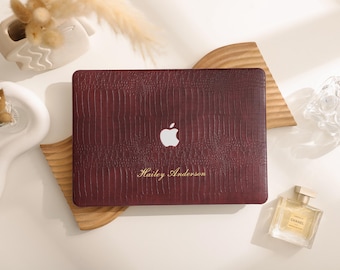 Deep Crimson Leather Hard Case Cover for MacBook Neo A3404 M4/M5 Air 13 15 inch A3449, Macbook Pro 13 14 16 15 2025 2026 Unique Laptop Case