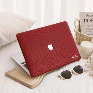 Scarlet Crocodile Leather Hard Case Cover for MacBook M2/M3 Air 13&quot; Macbook Pro 13 14 16 15 Air 12 inch 2023 2022 Unique Laptop Case