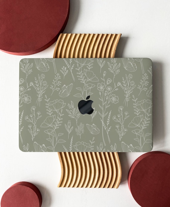 Sage Green Floral Flight Hard MacBook Case Cover for MacBook M1/M2
