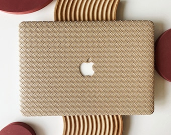 Woven Leather Milky Beige Hard Case Cover for MacBook Air 13 Macbook Pro 13 14 16 15 Air 13 12 inch Laptop M2 Air Pro 2022