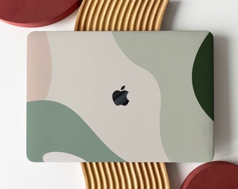 Funda rígida con diseño de líneas de rayas verdes para MacBook Air 13 Macbook Pro 13 14 16 15 Air 13 12 pulgadas Laptop M2 2022