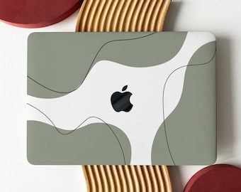 Olive Art Lines Shell Hard Case Cover for MacBook Air 13 Macbook Pro 13 14 16 15 Air 13 12 inch Laptop 2338 2681