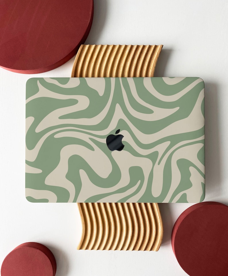 Green Abstract Liquid Art Shell Hard Case Cover for MacBook Air 13 Case MacBook Pro 13 14 16 15 Air 13 12 inch Laptop case image 1