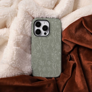 Sage Green Floral Flight Funda personalizada para iPhone para iPhone 15 14 12 13 11 Pro Max, 13 Mini Case, 14 / 15 Plus iPhone X Cover