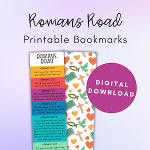 Romans Road Bookmark, Bible Bookmark, Sunday School Printables, Bible Printables for Kids, Romans Road Bible Verses, Romans Road Cards
