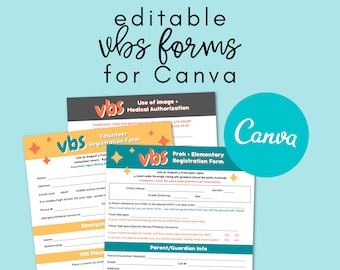 VBS Forms, Editable Canva Template, Digital Download, Volunteer Sign Up Sheet, Kids Ministry, Vacation Bible School, Church Camp