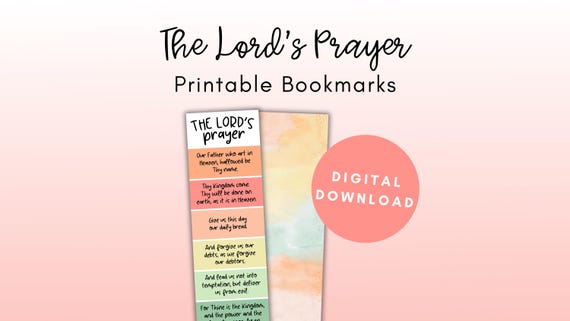 Lord's Prayer Bookmark, Bible Bookmark, Sunday School Printables, Bible Printables, Lords Prayer Bookmark, The Lords Prayer Printable