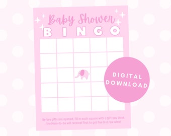 Baby Shower Bingo, Pink Baby Shower Game, Baby Shower Game Printable, Baby Shower Activities, Baby Shower Download Games, Bingo Card