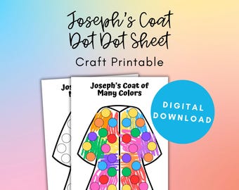 La túnica multicolor de José, página para colorear de la túnica de José, colorear con marcador de puntos, hacer un punto para preescolar, manualidad para la escuela dominical, manualidad de historia bíblica