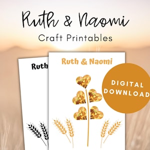 Ruth and Naomi Craft, Ruth Bible Craft, Sunday School Craft Printable, Christian Activities for Kids, Bible Coloring Pages, Bible Story