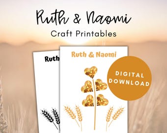 Ruth und Naomi Craft, Ruth Bibel Craft, Sonntagsschule Craft Printable, christliche Aktivitäten für Kinder, Bibel Malseiten, Bibelgeschichte