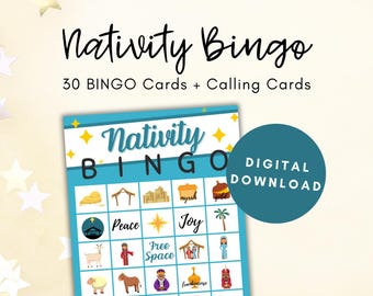 Bingo de la Natividad, Tarjetas de Bingo Imprimibles, Juegos de Bingo Imprimibles, Bingo para Niños, Bingo de la Escuela Dominical, Juego de Historias Bíblicas, Historias Bíblicas Imprimibles
