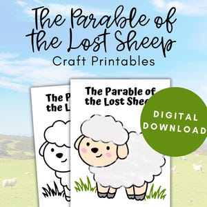 Parable of the Lost Sheep Craft, Sunday School Craft Printable, Christian Activities for Kids, Bible Coloring Pages, Bible Story Activities