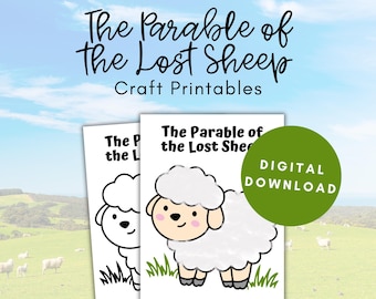 Parable of the Lost Sheep Craft, Sunday School Craft Printable, Christian Activities for Kids, Bible Coloring Pages, Bible Story Activities