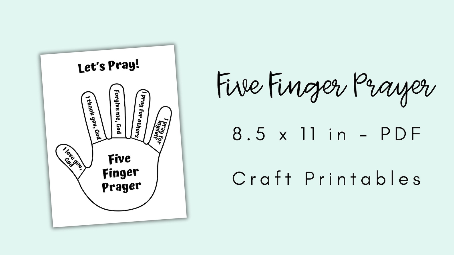 5 Finger Prayer Craft, Sunday School Printable, Bible Coloring Pages ...