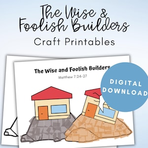The Wise and Foolish Builders Craft, Wise and Foolish Builders Activities, Build Your House On A Rock Craft, Sunday School Craft Printable