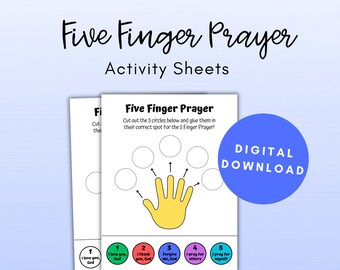 5 Finger Prayer Download, Sunday School Activity Pages, Prayer Activity Sheets for Kids, Five Finger Prayer Print, Praying Activity for Kids