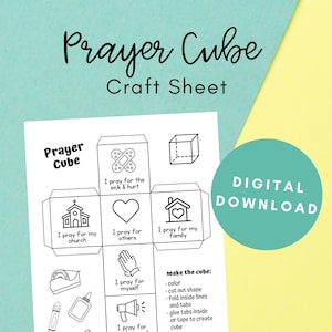 Prayer Cube, Christian Crafts, Crafts for Kids Printable, Digital Download, Sunday School Printable, Bible Coloring Page, Learning Sheet